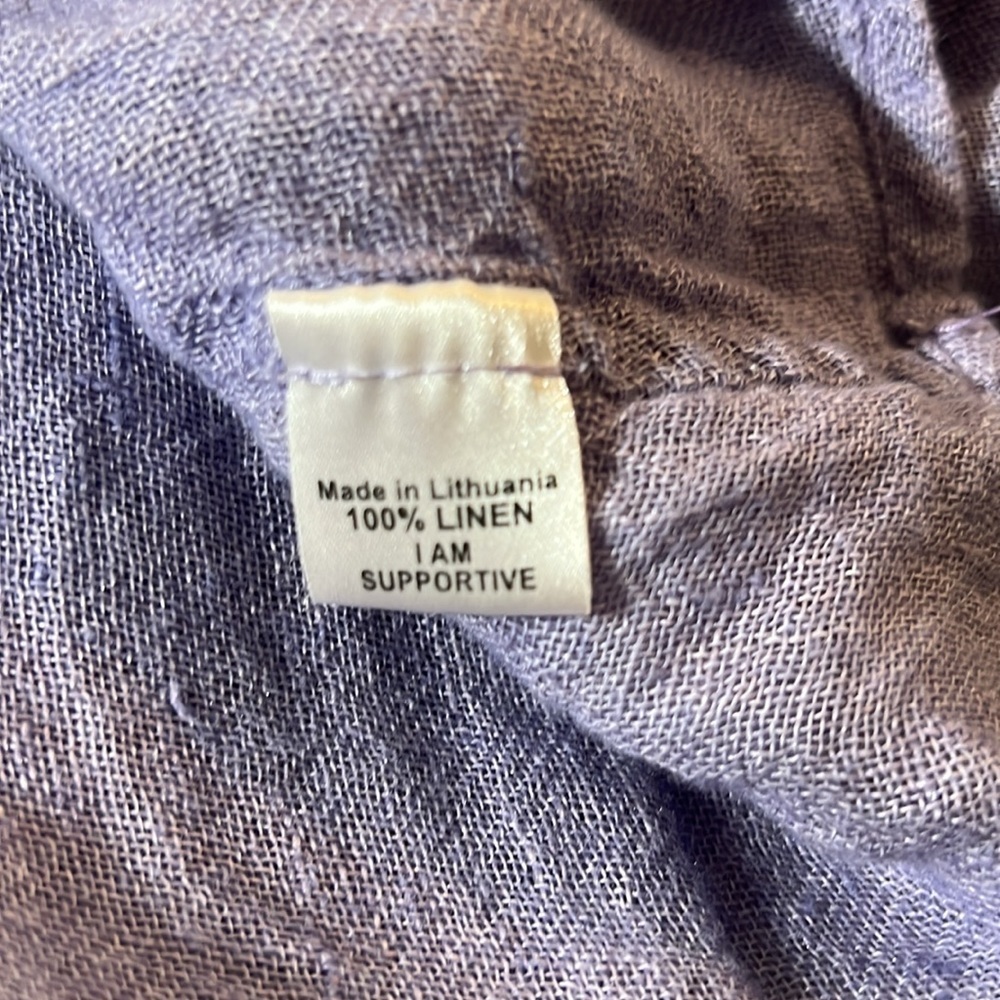 Flax Light Purple Linen Short Sleeve Button-Down Top - Picture 7 of 9